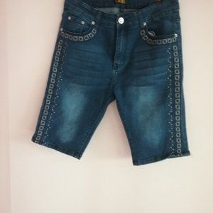 DKIN Women's Jean Shorts Embellished Front